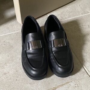 DKNY Women’s Black Leather Slip-On Loafers